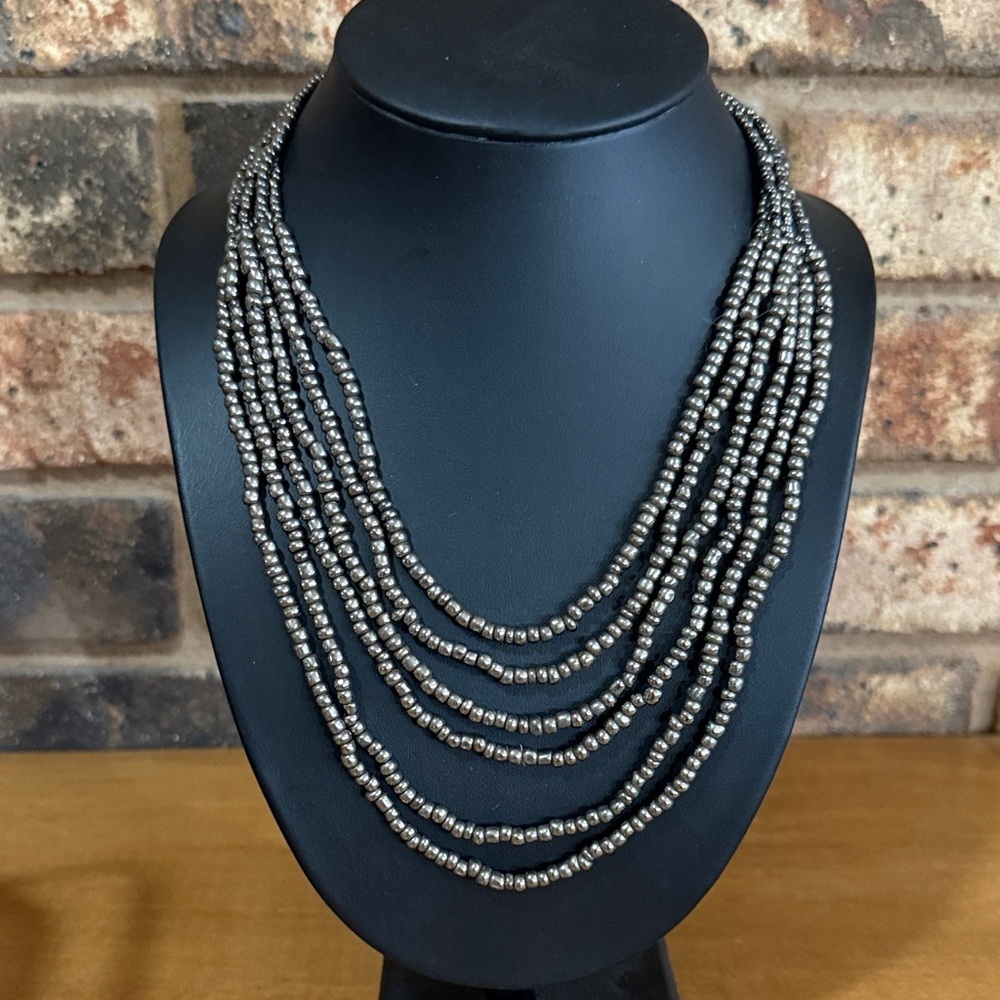 Cookie Lee 6 strand layered silver tone beaded necklace